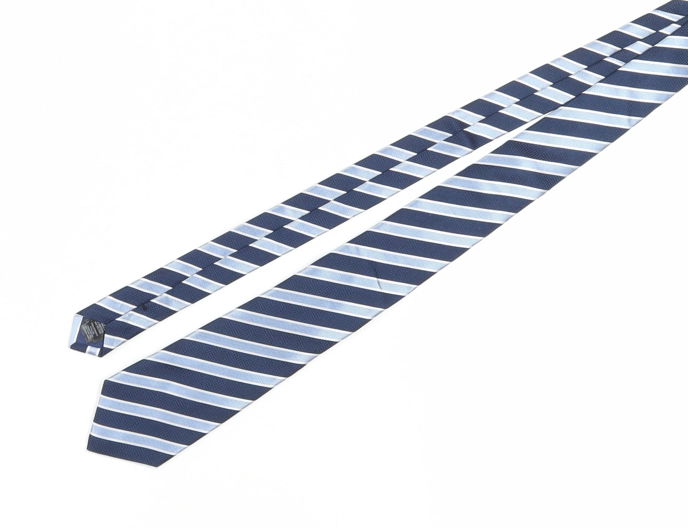 Marks and Spencer Men's Blue Striped Silk Slim Tie