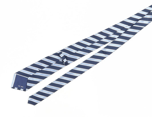 Marks and Spencer Men's Blue Striped Silk Slim Tie