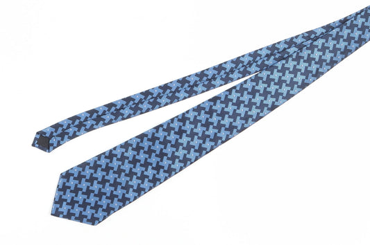 Kailong Men's Blue Silk Houndstooth Tie