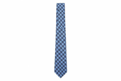 Mens Kailong Blue Houndstooth 100% Silk  Tie