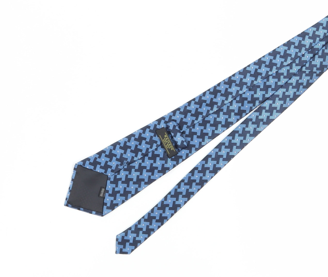 Kailong Men's Blue Silk Houndstooth Tie