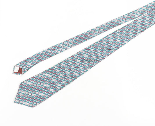 Sovrano Men's Geometric Green Silk Tie, One Size, Elegant Design