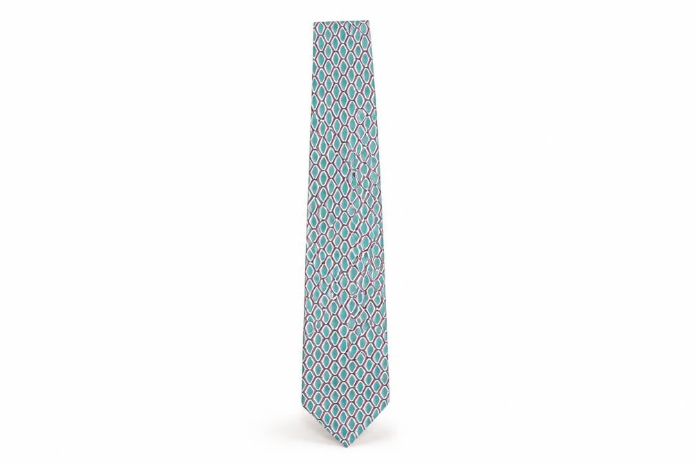 Mens Sovrano Green Geometric 100% Silk  Tie