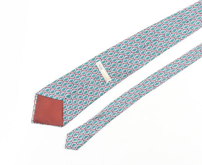 Sovrano Men's Geometric Green Silk Tie, One Size, Elegant Design