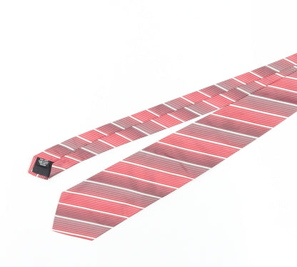 Hugo Boss Men's Red Striped Silk Designer Tie