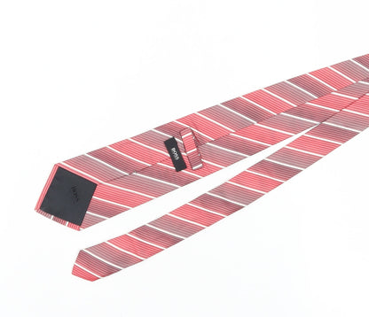 Hugo Boss Men's Red Striped Silk Designer Tie
