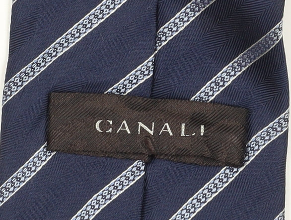 Mens Canali Blue Striped 100% Silk  Tie