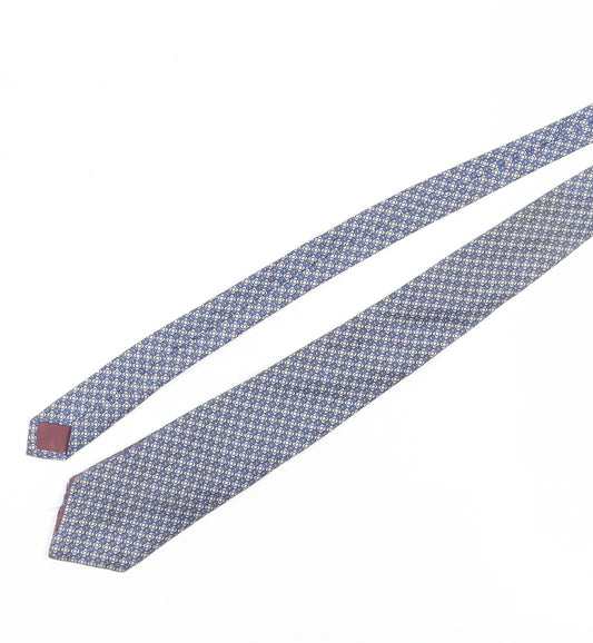 St Michael Men's Blue Silk Designer Geometric Tie