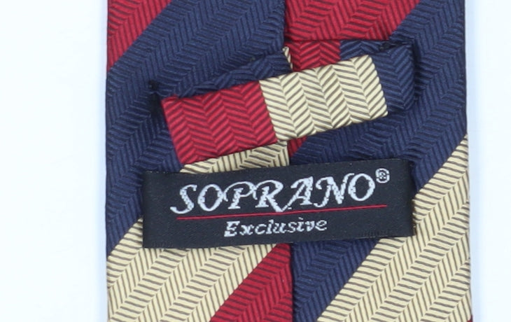 Soprano Men's Multicoloured Striped Silk Tie