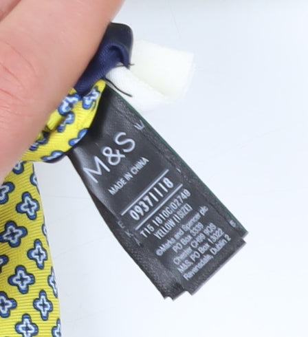 Marks and Spencer Men's Yellow Silk Slim Geometric Tie