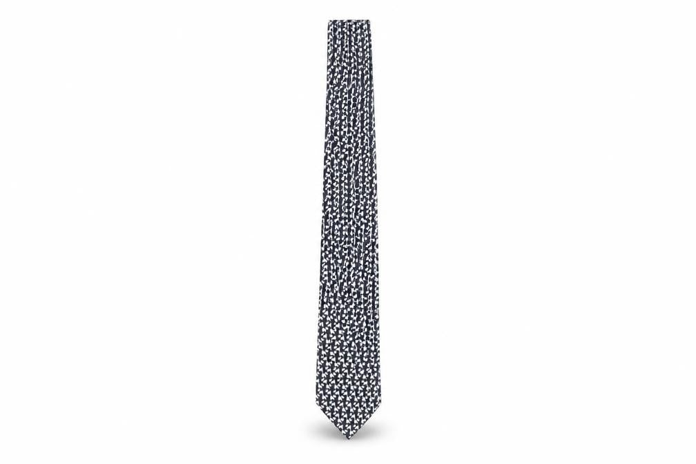 Mens Marks and Spencer Black Geometric 100% Silk  Tie