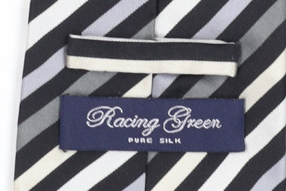 Racing Green Men's Black Striped Silk Tie