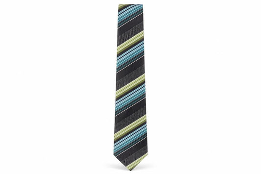 Mens Pierre Cardin Multicoloured Striped 100% Silk Pointed Tie