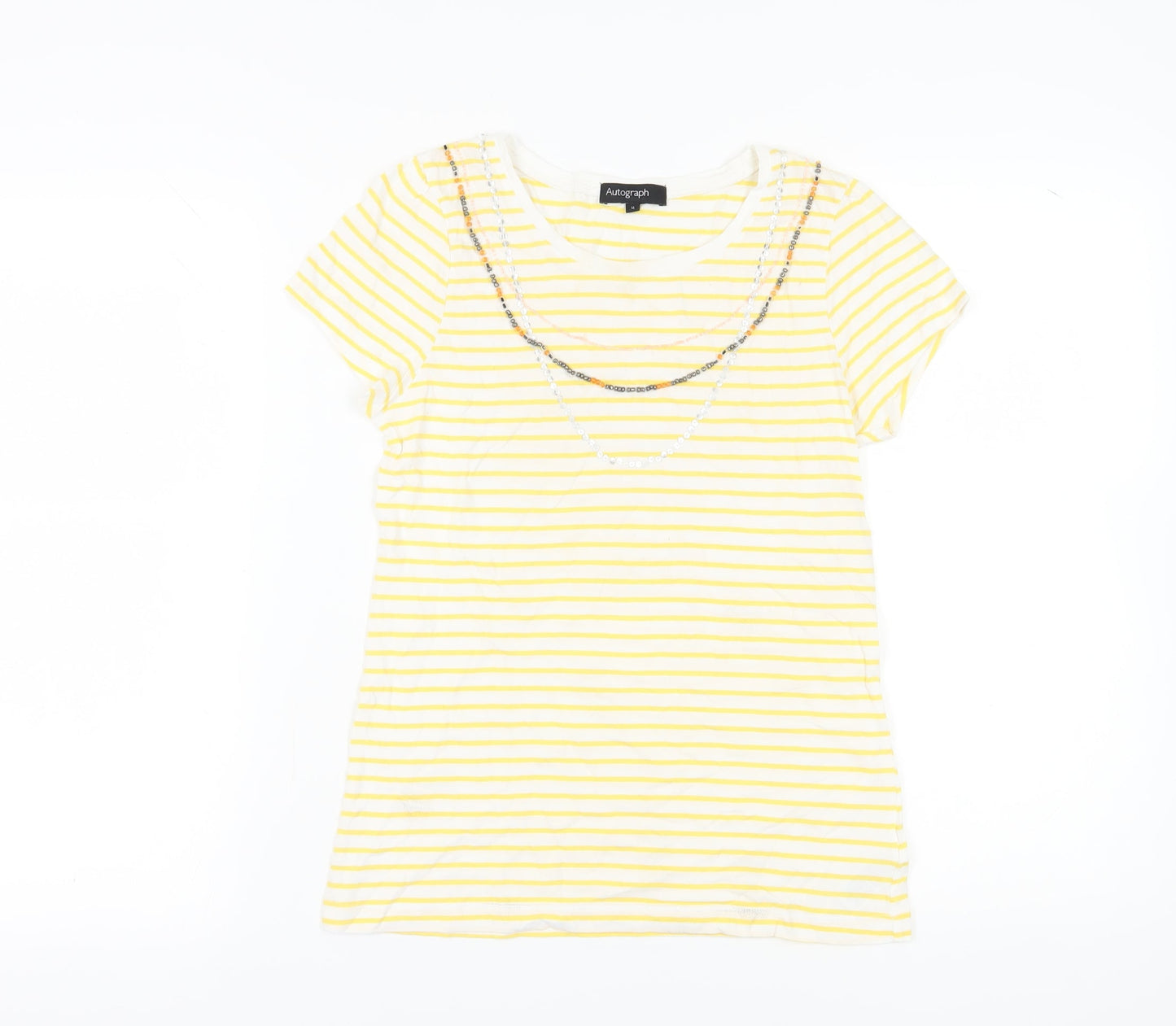 Womens UK Size 14 Marks and Spencer Yellow Basic T-Shirt