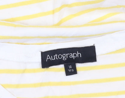 Womens UK Size 14 Marks and Spencer Yellow Basic T-Shirt