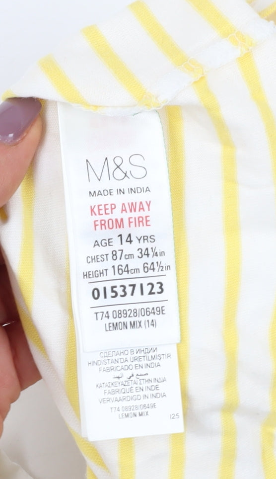 Womens UK Size 14 Marks and Spencer Yellow Basic T-Shirt
