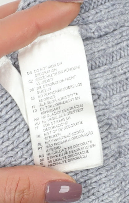 H&M Boys Grey Cardigan 11-12 Years Wool Blend Elbow Patches