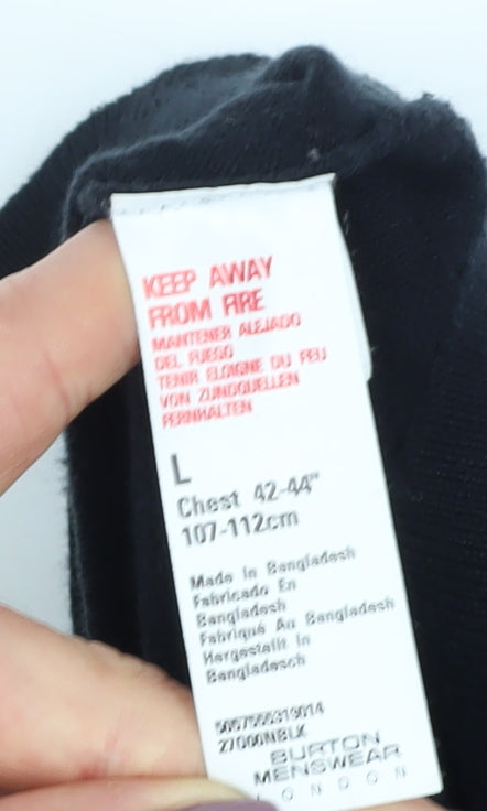 Burton Menswear Men's Black Pullover V-Neck Jumper L