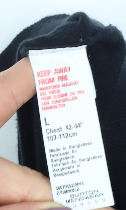 Burton Menswear Men's Black Pullover V-Neck Jumper L