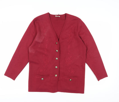 Eastex Women's Red V-Neck Cardigan Size 12
