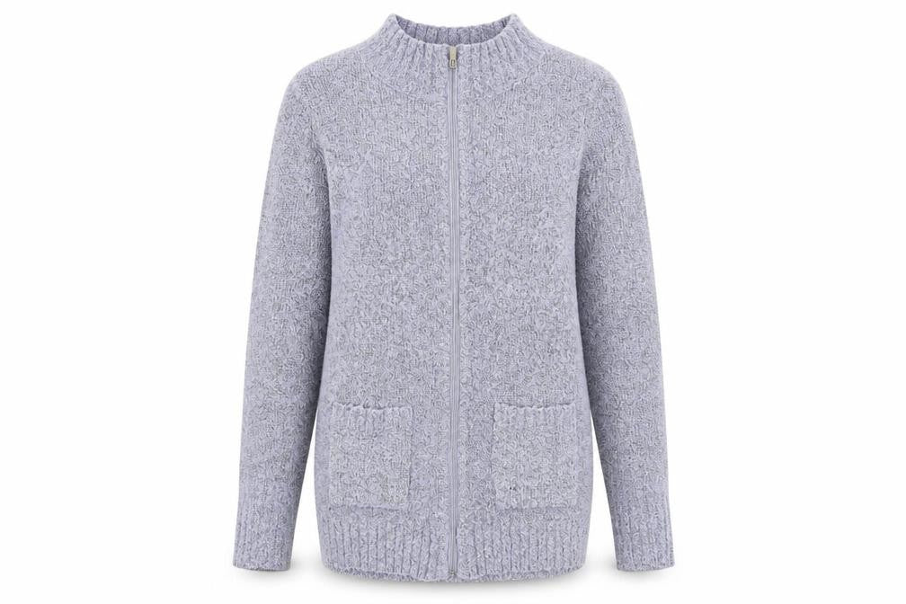 Womens UK Size 12/14 Julipa Grey Full Zip Jumper