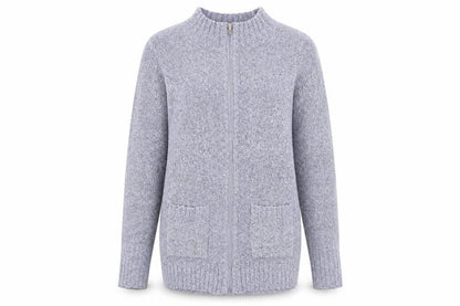 Womens UK Size 12/14 Julipa Grey Full Zip Jumper