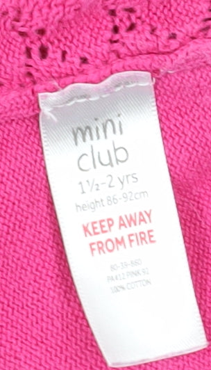 Mini Club Pink Cardigan Unisex 18-24M Cotton Knit