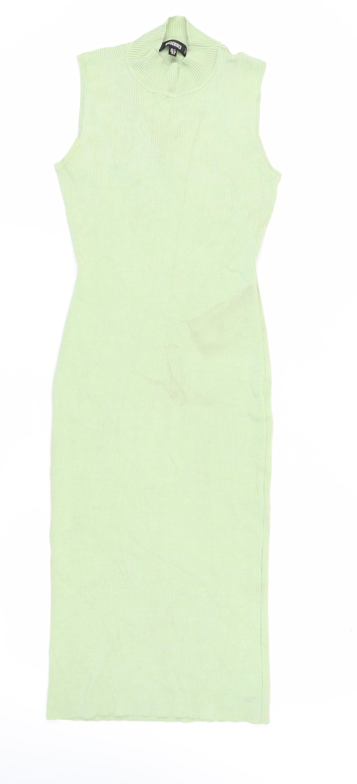 Missguided Women's Green Midi Bodycon Dress M