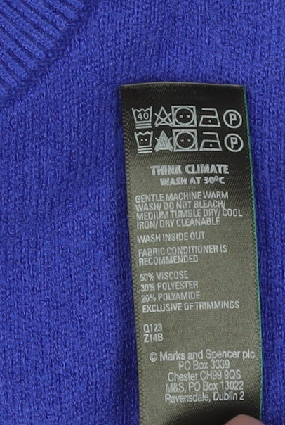 Womens UK Size S Marks and Spencer Blue Pullover Jumper