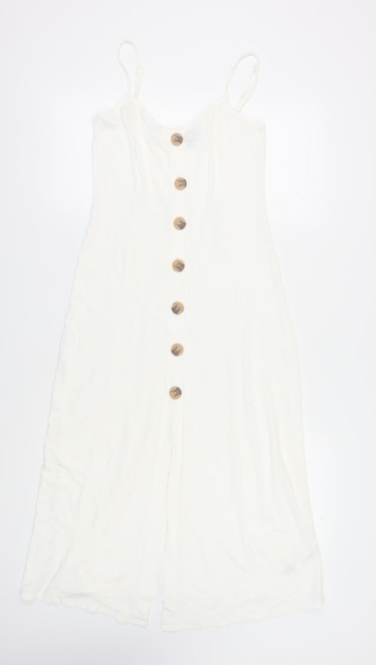 ASOS Women's White Slip Dress UK 10 Button Midi