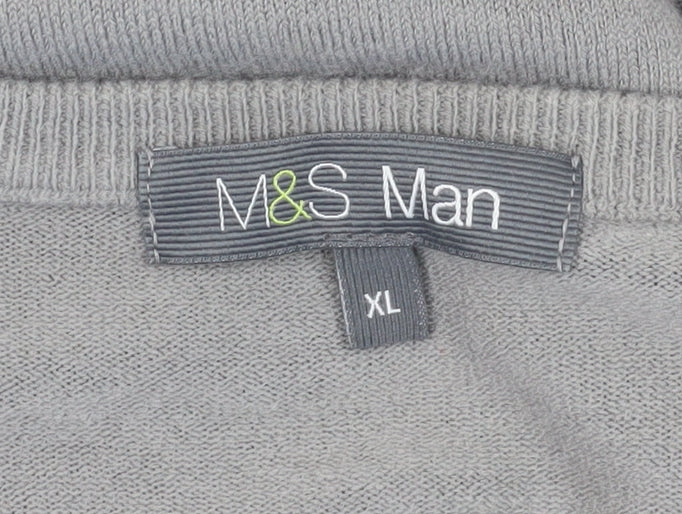 Marks and Spencer Men's Grey XL Henley Jumper
