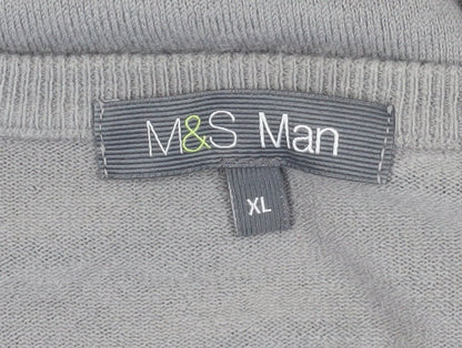 Marks and Spencer Men's Grey XL Henley Jumper