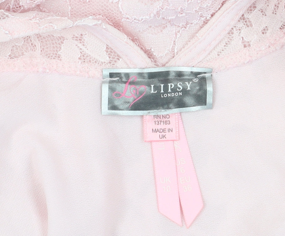 Lipsy Women’s Pink Lace Bodycon Dress Size 10