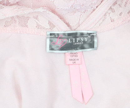 Lipsy Women’s Pink Lace Bodycon Dress Size 10