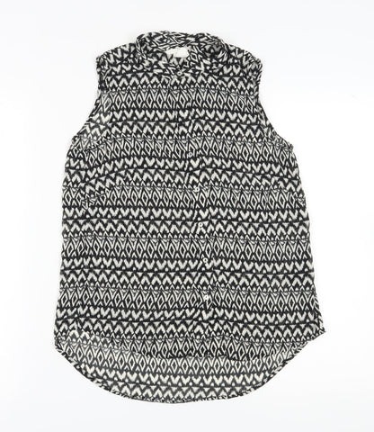 Womens UK Size 6 H&M Black Basic Button-Up