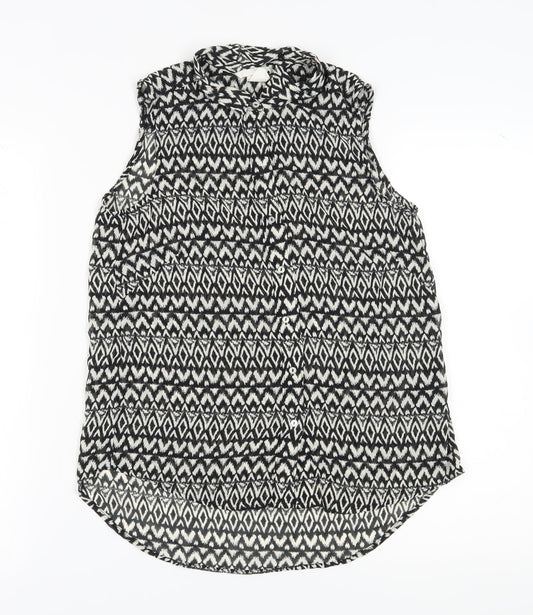 Womens UK Size 6 H&M Black Basic Button-Up