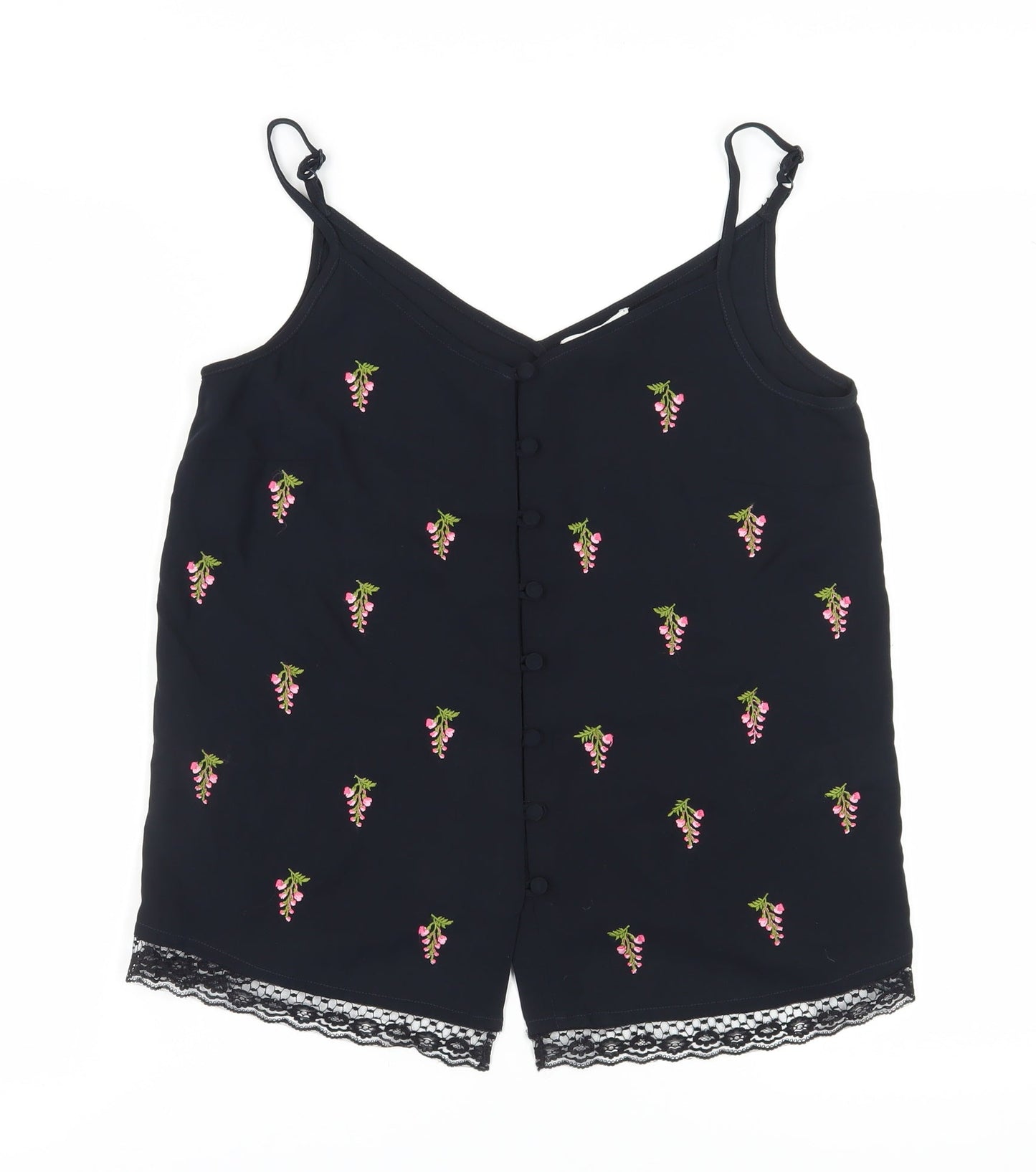 Warehouse Women's Black Camisole with Embroidery Size 10