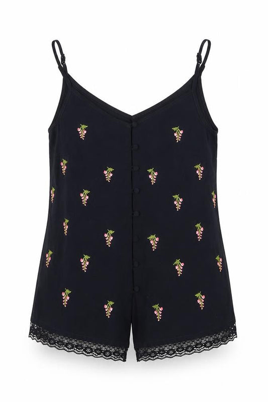 Warehouse Women's Black Camisole with Embroidery Size 10