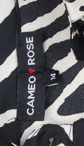 Cameo Rose Women's Black Animal Print Kimono Blouse Size 14