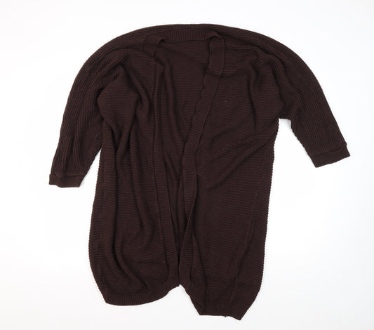 Boohoo Women's Brown Cardigan S/M 3/4 Sleeve Acrylic