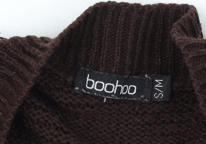 Boohoo Women's Brown Cardigan S/M 3/4 Sleeve Acrylic