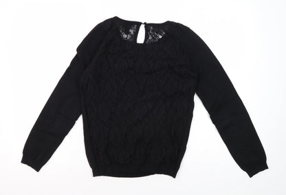 Womens UK Size S Mango Black Jersey Blouse