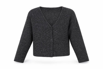 Front view of Zara Teens Black V-Neck Cardigan Long Sleeve
