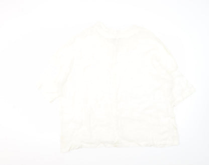 CR Nature Women's White Linen Top Size 10