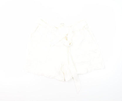 Marks and Spencer Women's White Paperbag Shorts Size 12