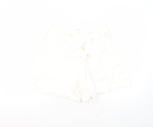 Marks and Spencer Women's White Paperbag Shorts Size 12