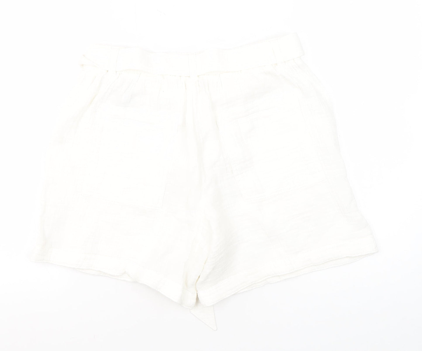 Marks and Spencer Women's White Paperbag Shorts Size 12