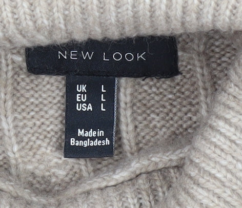 Womens UK Size L New Look Beige Pullover Jumper