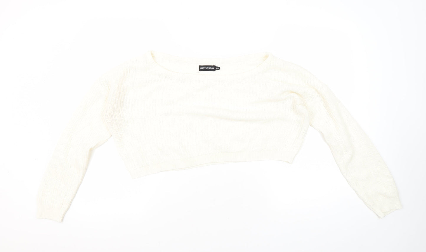 Womens UK Size S PRETTYLITTLETHING White Pullover Jumper