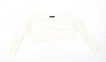 Womens UK Size S PRETTYLITTLETHING White Pullover Jumper